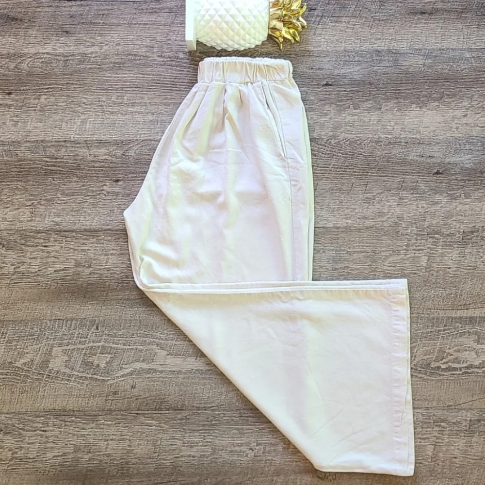 Ozma Silk Women’s Elastic Waist Wide-Leg Pants - White